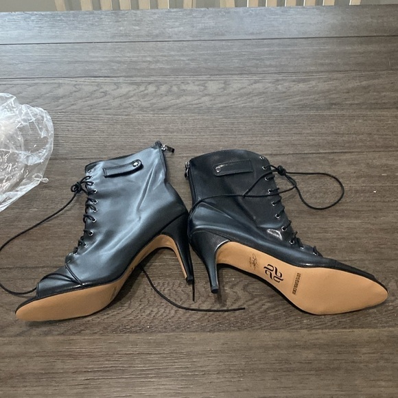 NWT BURJU Moment  Open Toe Lace Up Tongue Ankle Boots | Black | Size 15 - Picture 4 of 9